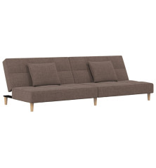 Dvivietė sofa-lova su dvejomis pagalvėmis, taupe, audinys