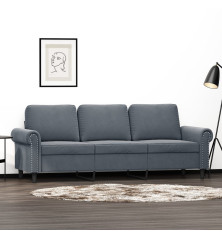 Trivietė sofa, tamsiai pilkos spalvos, 180cm, aksomas