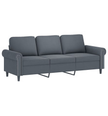 Trivietė sofa, tamsiai pilkos spalvos, 180cm, aksomas