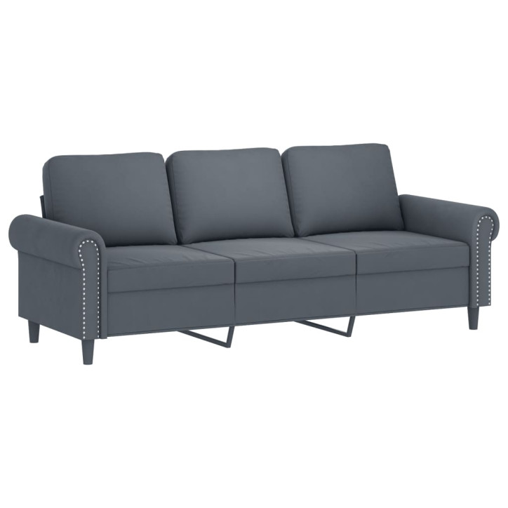 Trivietė sofa, tamsiai pilkos spalvos, 180cm, aksomas