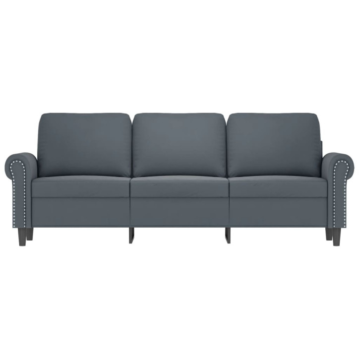 Trivietė sofa, tamsiai pilkos spalvos, 180cm, aksomas