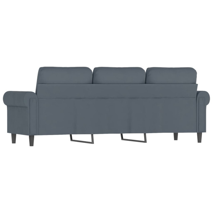 Trivietė sofa, tamsiai pilkos spalvos, 180cm, aksomas