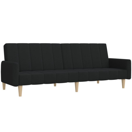 Dvivietė sofa-lova, juodos spalvos, audinys