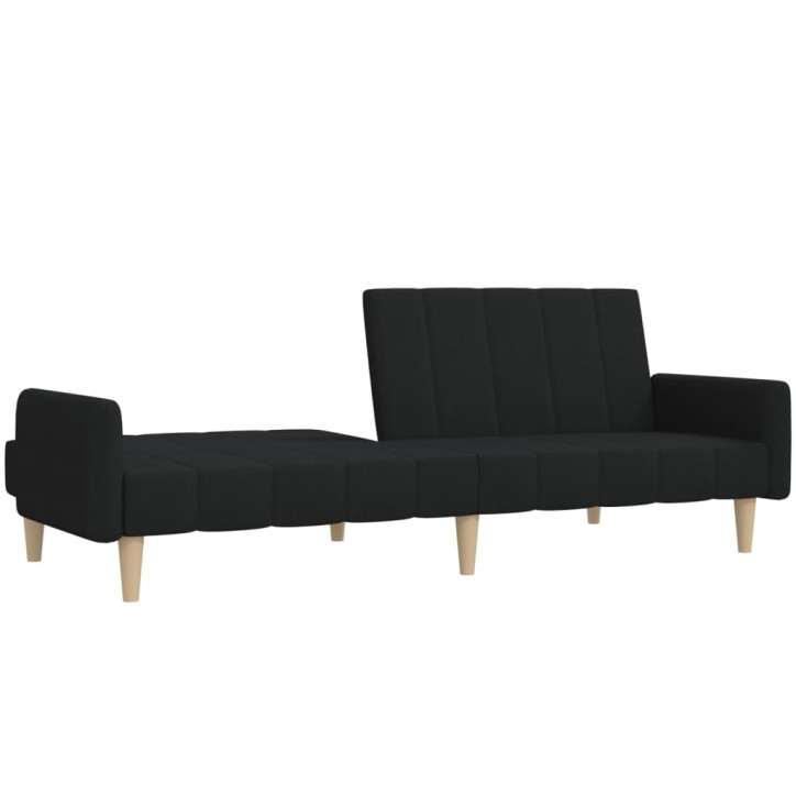 Dvivietė sofa-lova, juodos spalvos, audinys