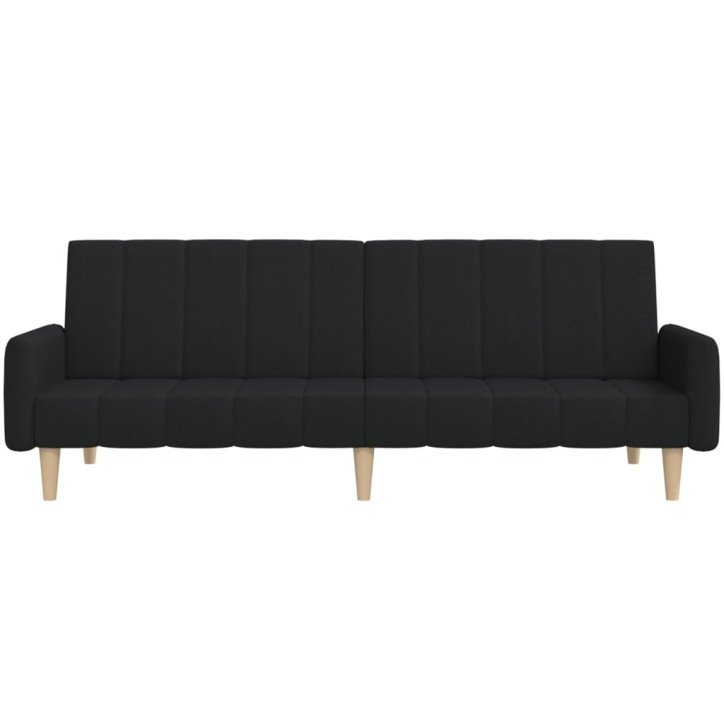 Dvivietė sofa-lova, juodos spalvos, audinys