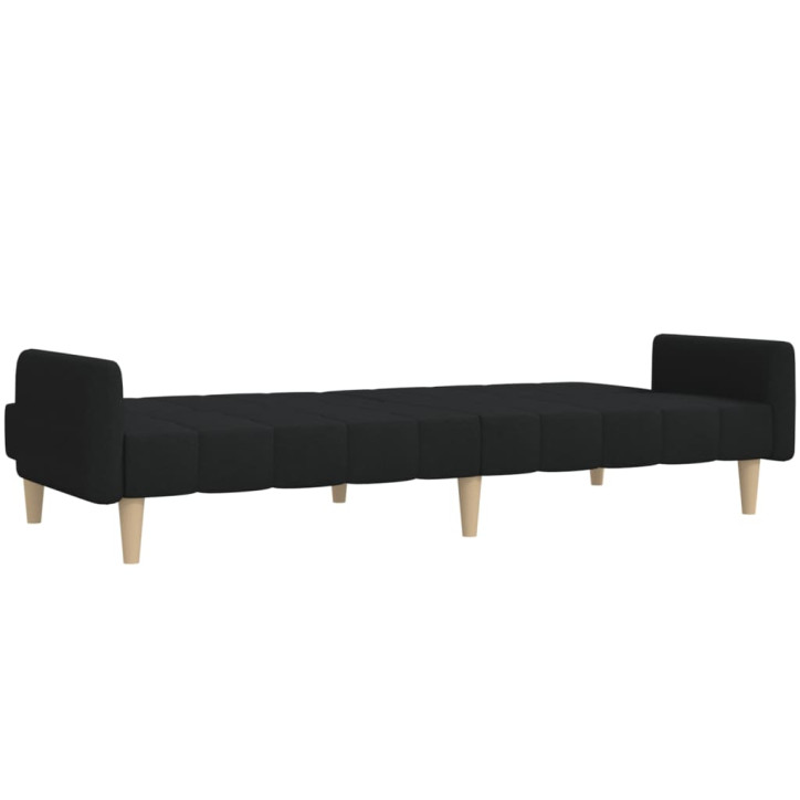 Dvivietė sofa-lova, juodos spalvos, audinys