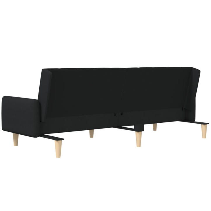 Dvivietė sofa-lova, juodos spalvos, audinys