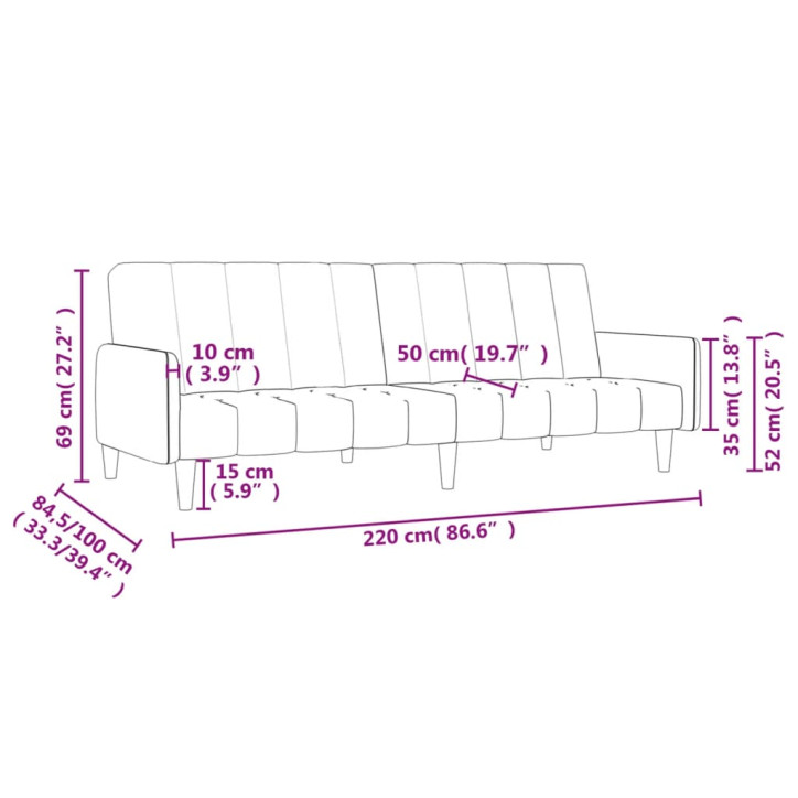 Dvivietė sofa-lova, šviesiai pilkos spalvos, audinys