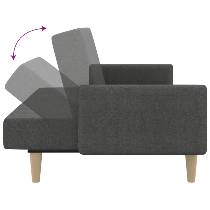 Dvivietė sofa-lova, tamsiai pilkos spalvos, audinys