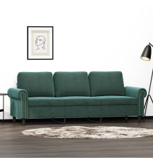 Trivietė sofa, tamsiai žalios spalvos, 180cm, aksomas