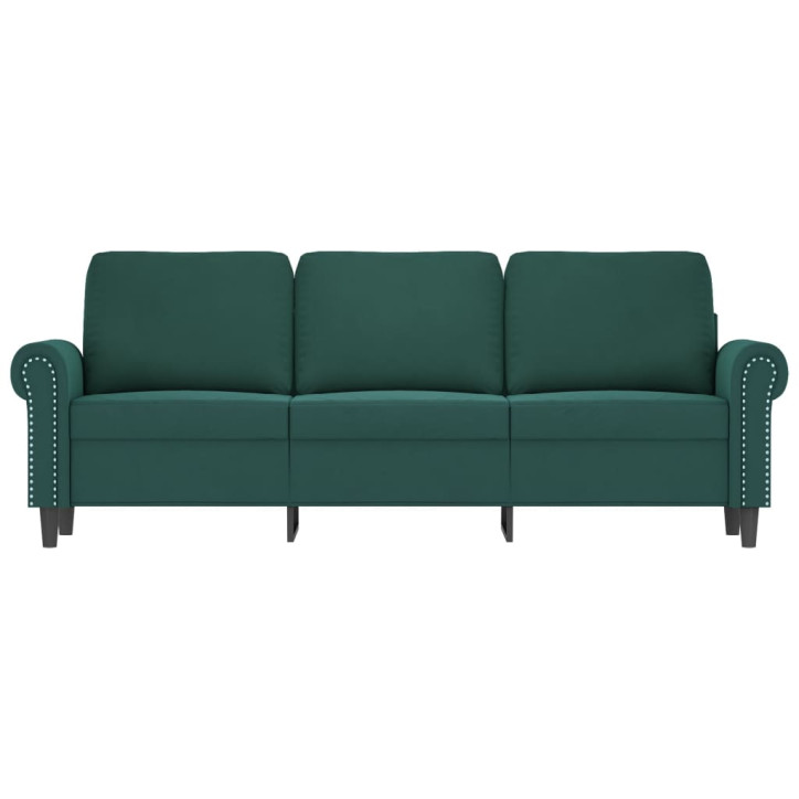 Trivietė sofa, tamsiai žalios spalvos, 180cm, aksomas