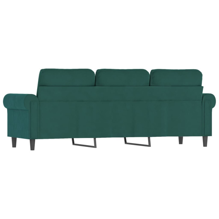 Trivietė sofa, tamsiai žalios spalvos, 180cm, aksomas