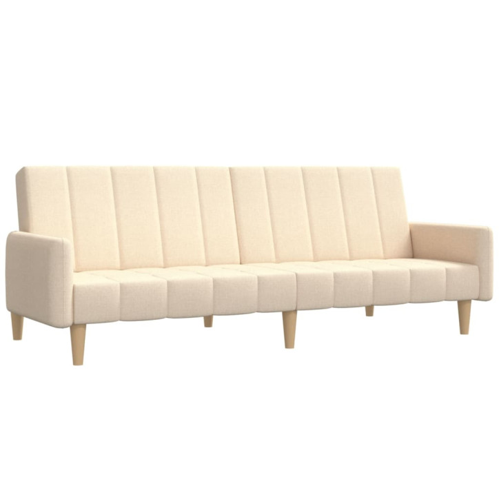 Dvivietė sofa-lova, kreminės spalvos, audinys