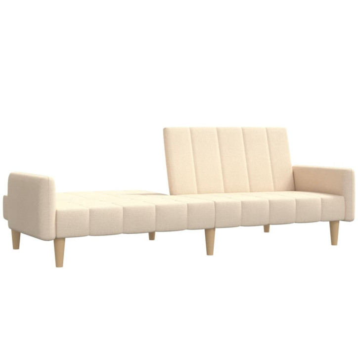 Dvivietė sofa-lova, kreminės spalvos, audinys