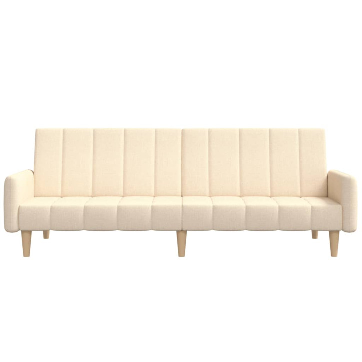 Dvivietė sofa-lova, kreminės spalvos, audinys