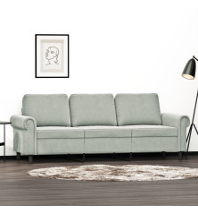 Trivietė sofa, šviesiai pilkos spalvos, 180cm, aksomas