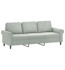 Trivietė sofa, šviesiai pilkos spalvos, 180cm, aksomas