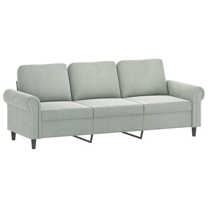 Trivietė sofa, šviesiai pilkos spalvos, 180cm, aksomas