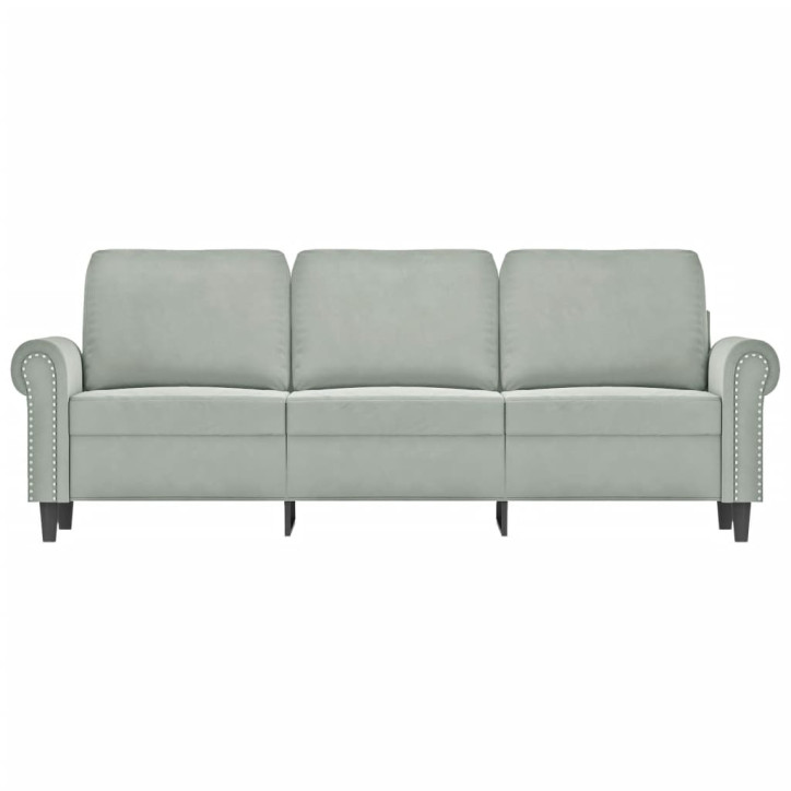 Trivietė sofa, šviesiai pilkos spalvos, 180cm, aksomas