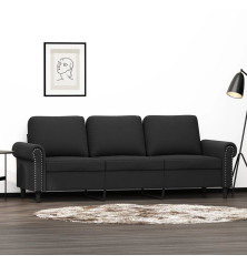 Trivietė sofa, juodos spalvos, 180cm, aksomas