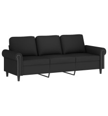 Trivietė sofa, juodos spalvos, 180cm, aksomas