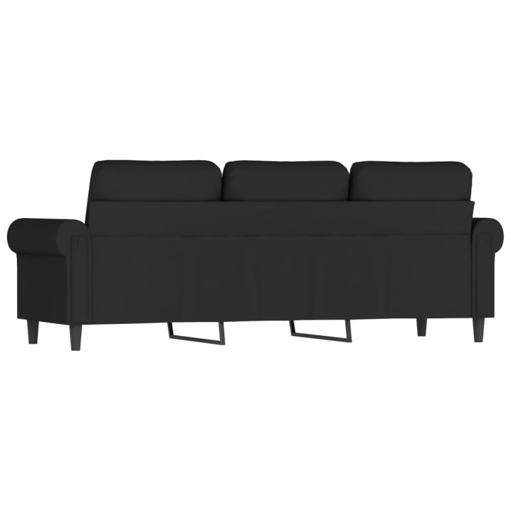 Trivietė sofa, juodos spalvos, 180cm, aksomas