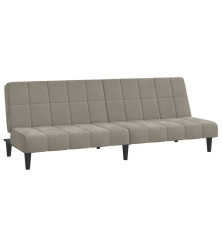 Dvivietė sofa-lova, šviesiai pilkos spalvos, aksomas