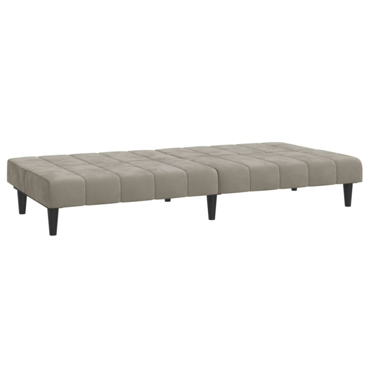 Dvivietė sofa-lova, šviesiai pilkos spalvos, aksomas