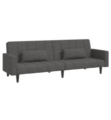 Dvivietė sofa-lova su dvejomis pagalvėmis, pilka, audinys