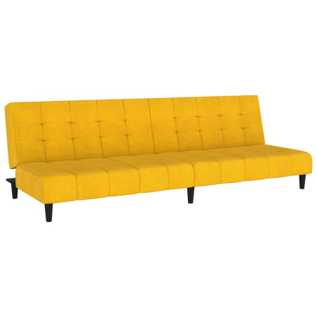 Dvivietė sofa-lova, geltonos spalvos, aksomas