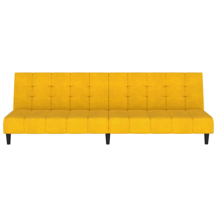 Dvivietė sofa-lova, geltonos spalvos, aksomas