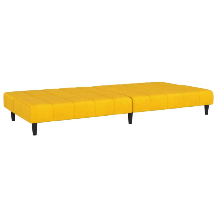 Dvivietė sofa-lova, geltonos spalvos, aksomas