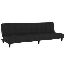 Dvivietė sofa-lova, juodos spalvos, aksomas