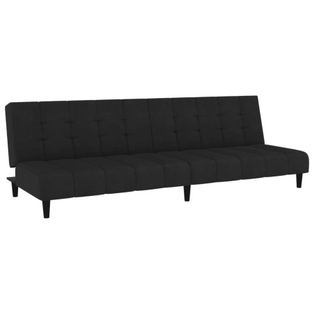 Dvivietė sofa-lova, juodos spalvos, aksomas