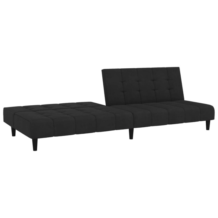 Dvivietė sofa-lova, juodos spalvos, aksomas