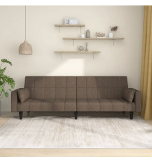 Dvivietė sofa-lova su dvejomis pagalvėmis, taupe, audinys