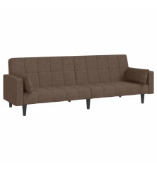 Dvivietė sofa-lova su dvejomis pagalvėmis, taupe, audinys