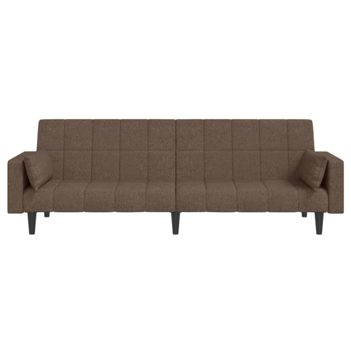 Dvivietė sofa-lova su dvejomis pagalvėmis, taupe, audinys