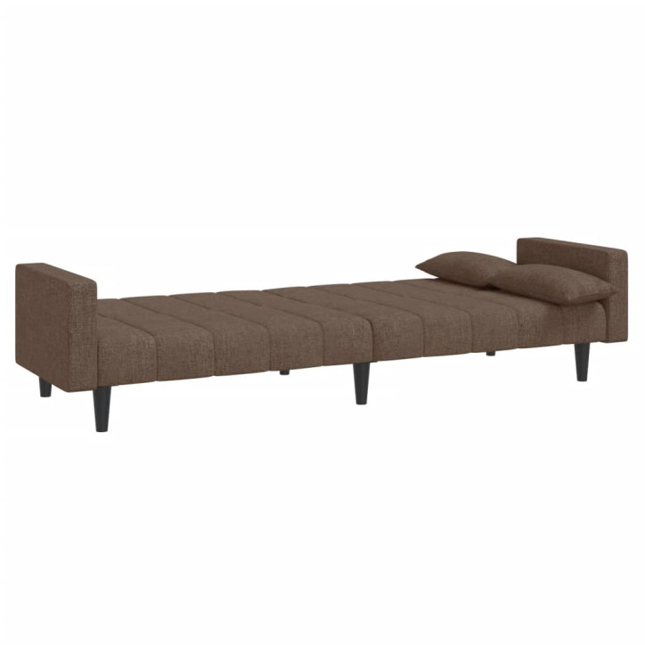 Dvivietė sofa-lova su dvejomis pagalvėmis, taupe, audinys