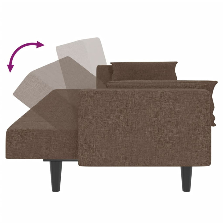 Dvivietė sofa-lova su dvejomis pagalvėmis, taupe, audinys