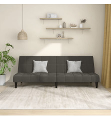 Dvivietė sofa-lova, tamsiai pilkos spalvos, aksomas