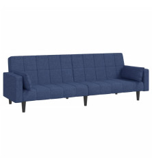 Dvivietė sofa-lova su dvejomis pagalvėmis, mėlyna, audinys