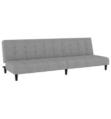 Dvivietė sofa-lova, šviesiai pilkos spalvos, aksomas