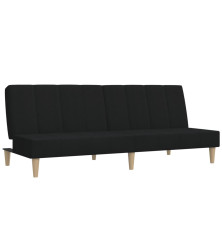 Dvivietė sofa-lova, juodos spalvos, audinys