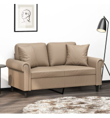 Dvivietė sofa su pagalvėlėmis, kapučino, 120cm, dirbtinė oda