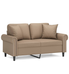 Dvivietė sofa su pagalvėlėmis, kapučino, 120cm, dirbtinė oda