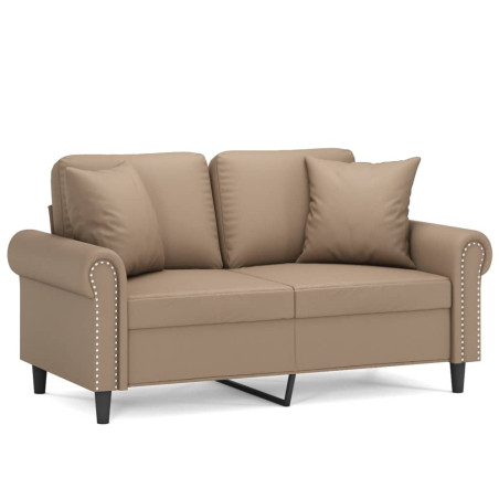 Dvivietė sofa su pagalvėlėmis, kapučino, 120cm, dirbtinė oda