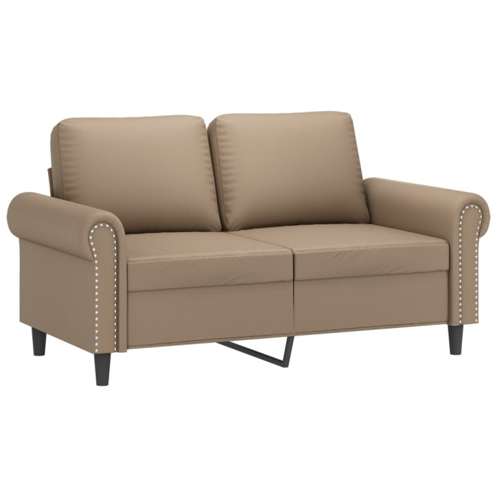 Dvivietė sofa su pagalvėlėmis, kapučino, 120cm, dirbtinė oda