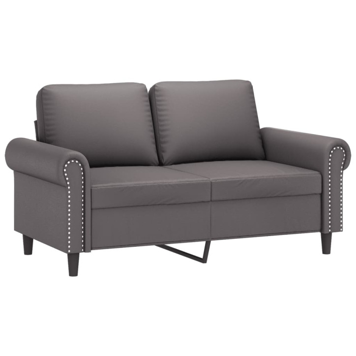 Dvivietė sofa su pagalvėlėmis, pilka, 120cm, dirbtinė oda