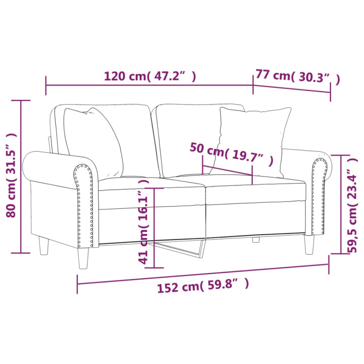 Dvivietė sofa su pagalvėlėmis, pilka, 120cm, dirbtinė oda